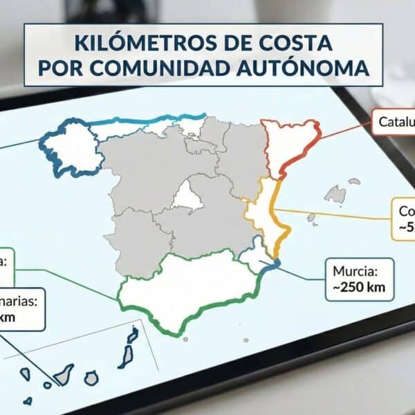 España por kilómetros de costa: así se reparte el litoral entre comunidades y ciudades autónomas