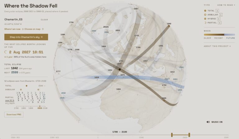 Where the Shadow Fell: la espectacular web que reúne 5.000 años de eclipses